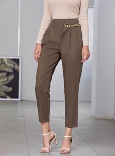 Shein Chain Detailed High Waisted Carrot Pants