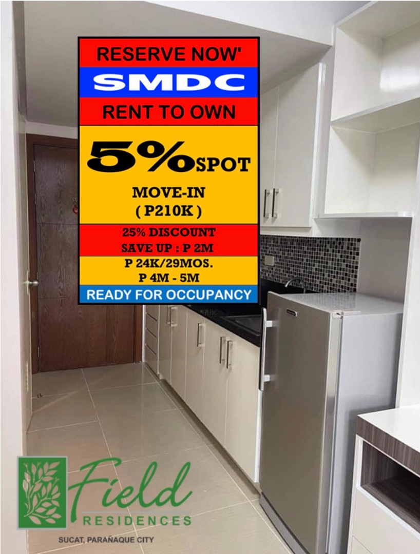 SMDC FIELD RESIDENCES Condo for Sale RENT TO OWN in SM Sucat, Parañaque