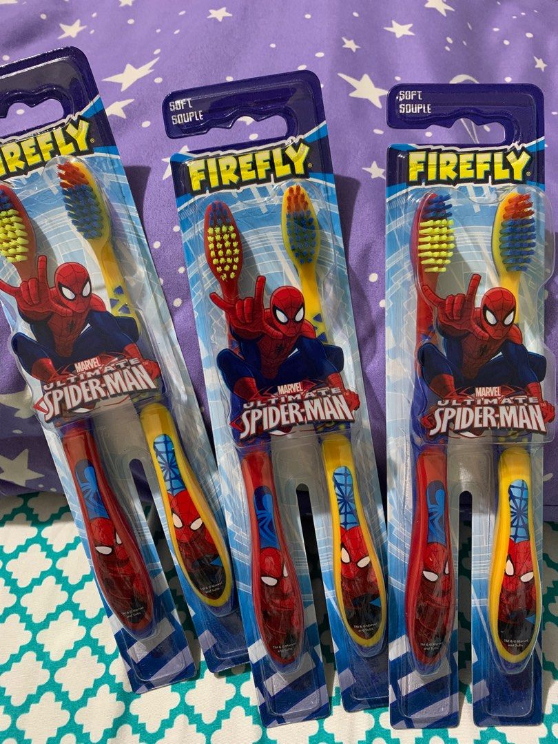 Spider Man 2pk Kiddie Toothbrush by FireFly, Babies & Kids, Bathing ...