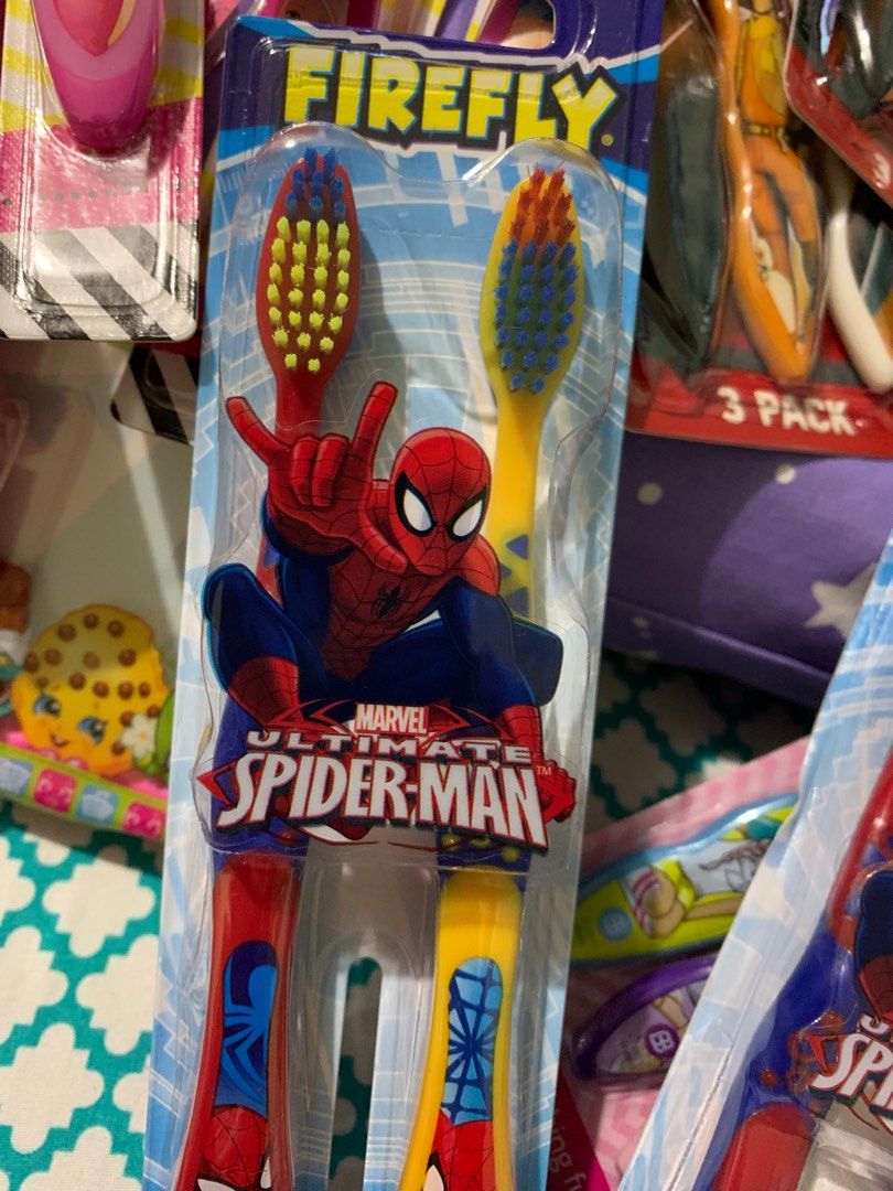 Spider Man 2pk Kiddie Toothbrush by FireFly, Babies & Kids, Bathing ...