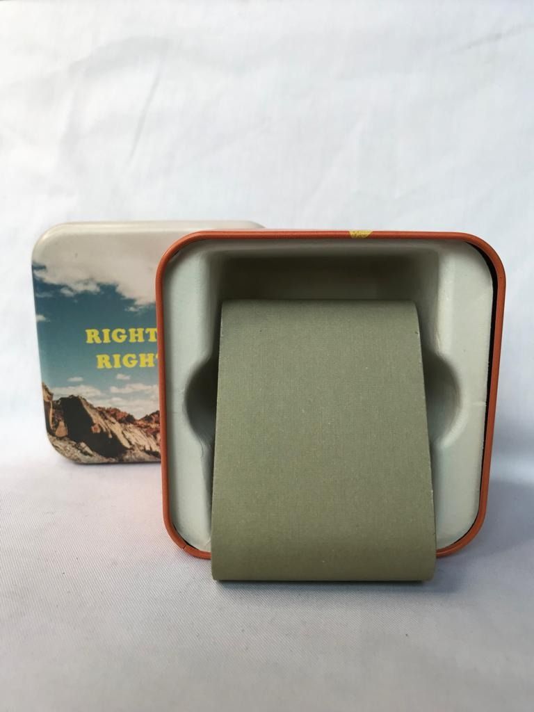 Tin Box Kotak Jam Fossil Original Right Place Orange