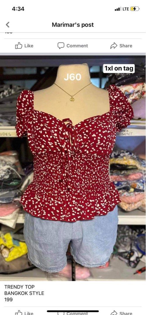 Trendy Top Plus size (Category: Blouses) located in Mandaluyong City. Submitted by declutteryarnsiya (Listing ID 1252438831, Image 1). Description: .