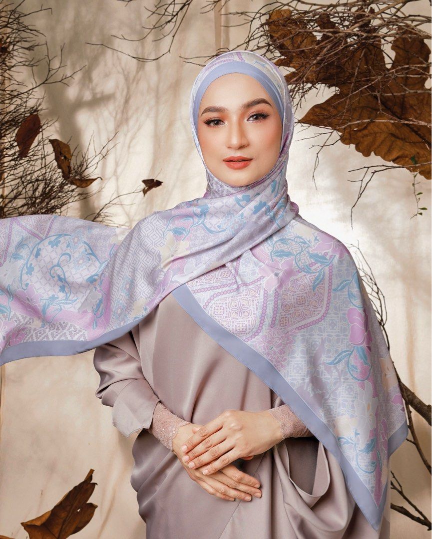Tudung Shawl Colour Gradient Tudung Ruffle Kirana Satin Shawl