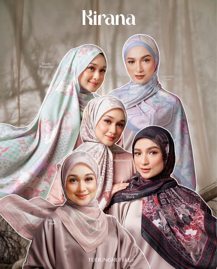 Tudung Ruffle Kirana Satin Shawl Cotton Voile Square, Women's