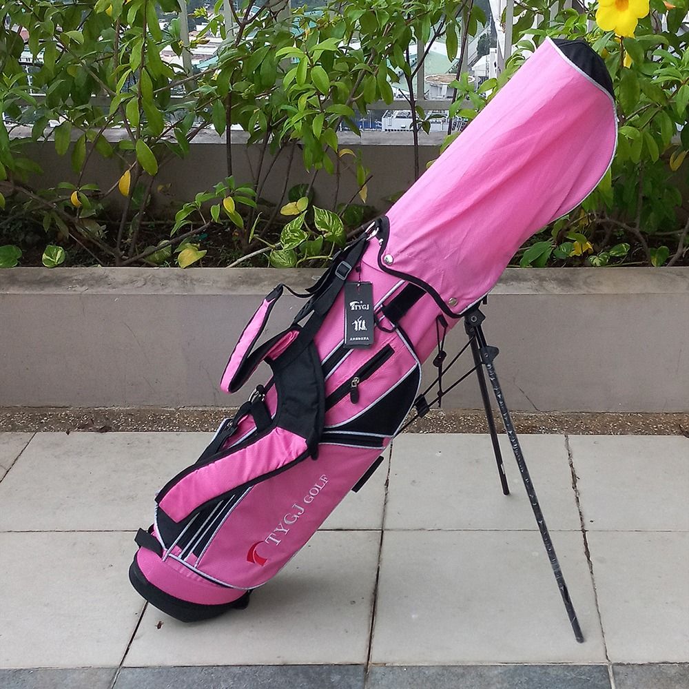 TYGJ Ultra Lightweight Golf Club Bag Stand Junior in Pink for Kids