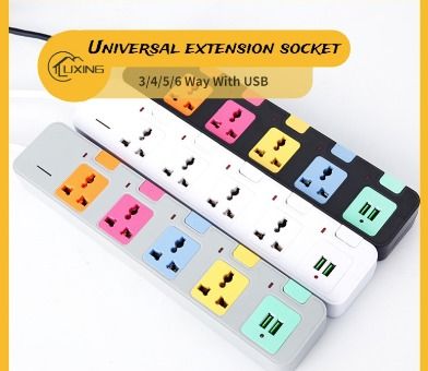 Universal extension socket 3/4/5/6WAY Fast charge power socket with USB ...