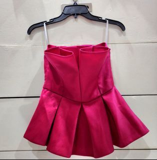 Vania Romoff: Pleated Pink Mikado Silk Corset Top