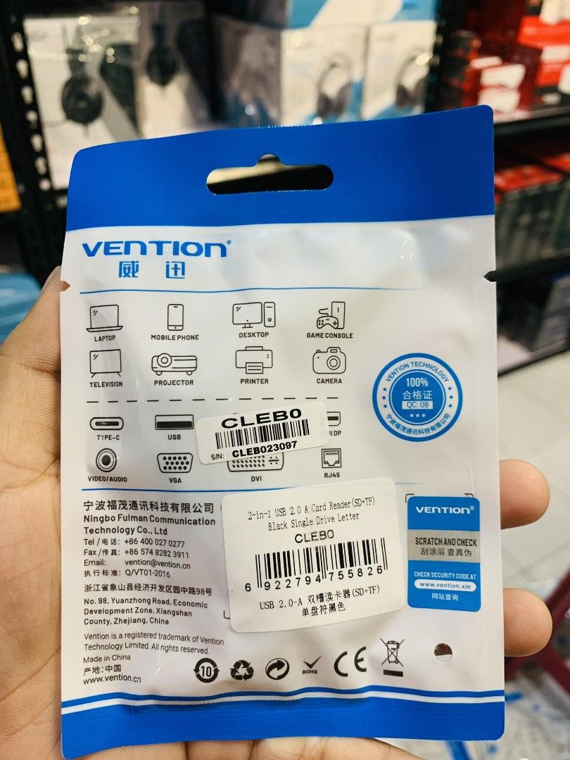 Vention 2in1 SD MicroSD Card Reader USB 2.0 Black CLEBO (Category: Cables & Adaptors) located in Makati City. Submitted by techubstoreandaccessories (Listing ID 1252536449, Image 3). Description: Vention 2in1 SD MicroSD Card Reader USB 2.0 Black CLEBO On Hand‼️ Ready to Pick-up/Ship‼️ DETAILS: ✅BRAND NEW & ORIGINAL. ✅7 Days Replacement for Factory Defects and 1year Limited Warranty. (Terms and conditions apply). ✅With Sales Invoice (BIR REGISTERE