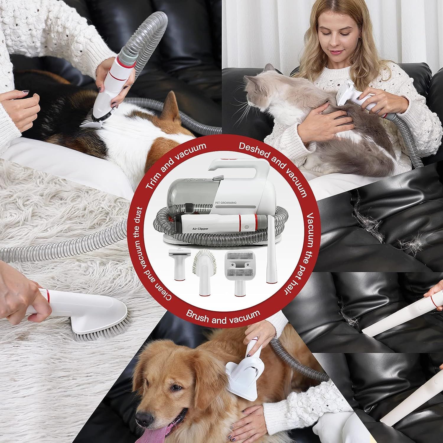 VipCare Pet Grooming Kit Vacuum Suction 5in1 Dogs Cats