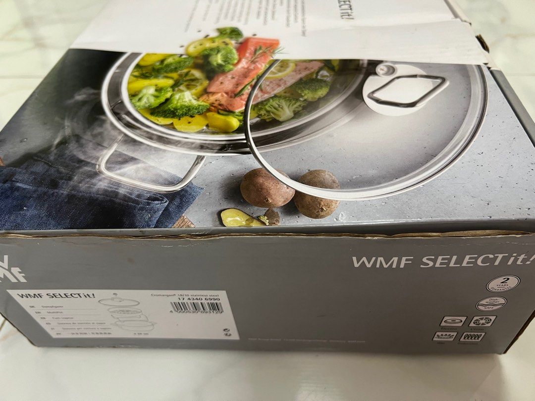 WMF Multi pot. 28cm. stainless steel with tampered proof glass lid. no warranty