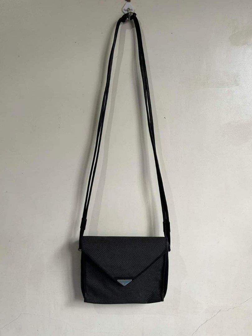 Vintage Yves Saint Laurent Waxed Canvas Leather Crossbody YSL Handbag