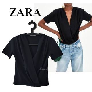 Zara black wrap top