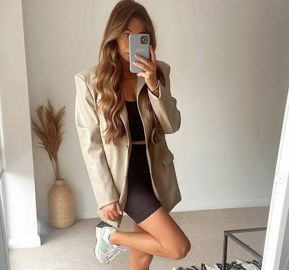 Straight cut faux leather blazer Clearance