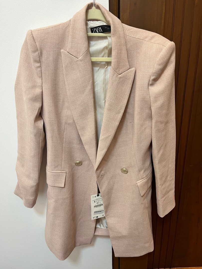 Zara Textured Blush Pink Blazer Dress on Carousell
