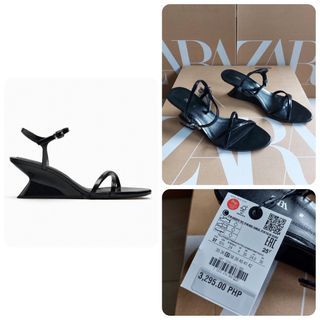 Zara wedge sandals heels black shoes 