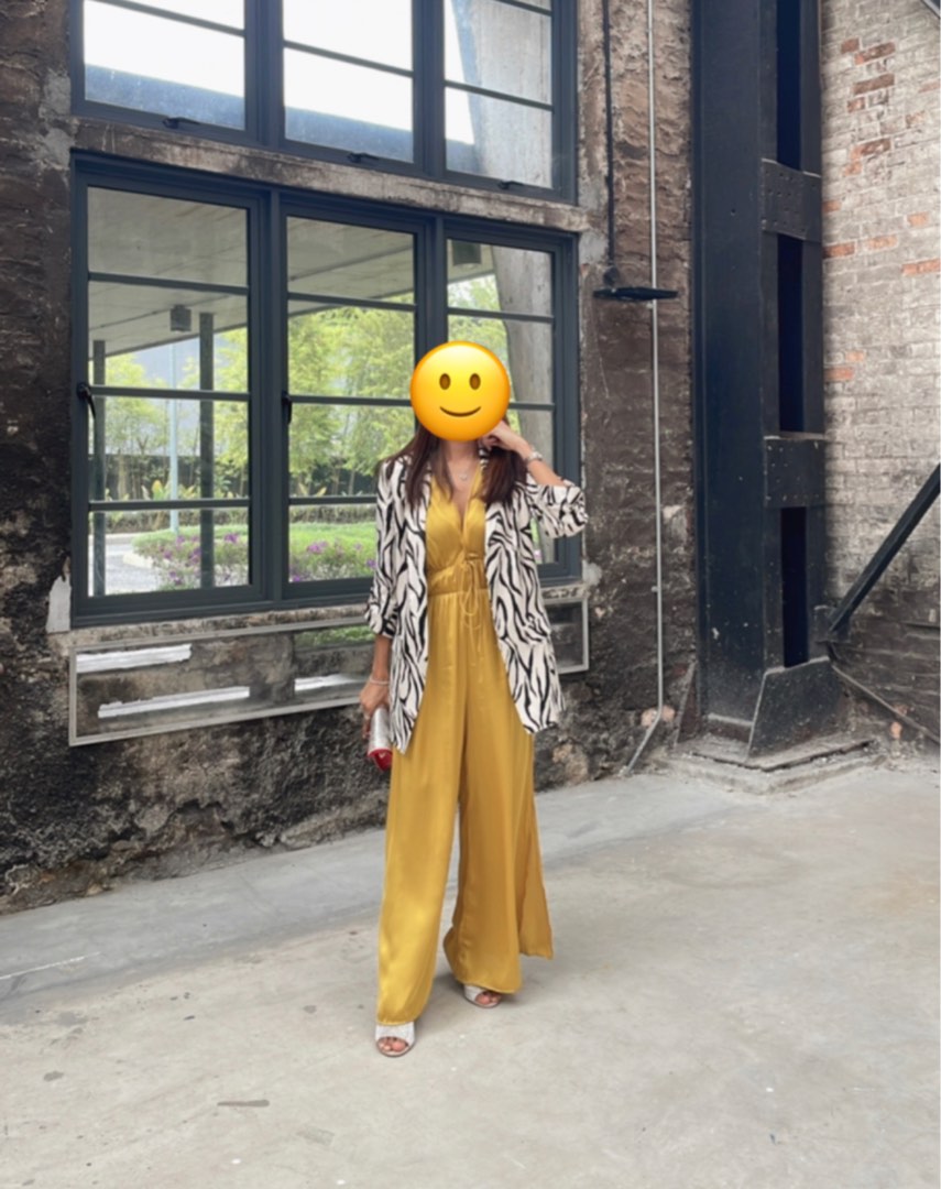Yellow zara jumpsuit store