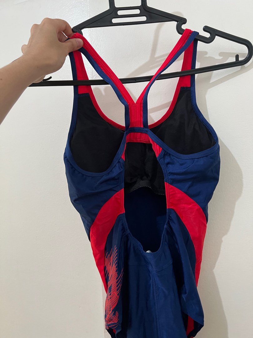 Zoke Blue Red One Piece Padded, Women's Fashion, Swimwear, Bikinis