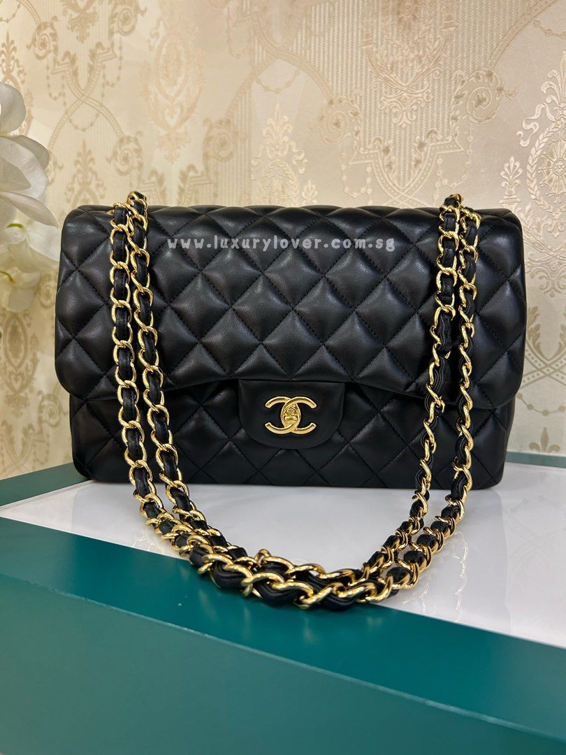 21 LNIB Chanel Jumbo Classic Double Flap Black Lamb GHW, Luxury, Bags &  Wallets on Carousell