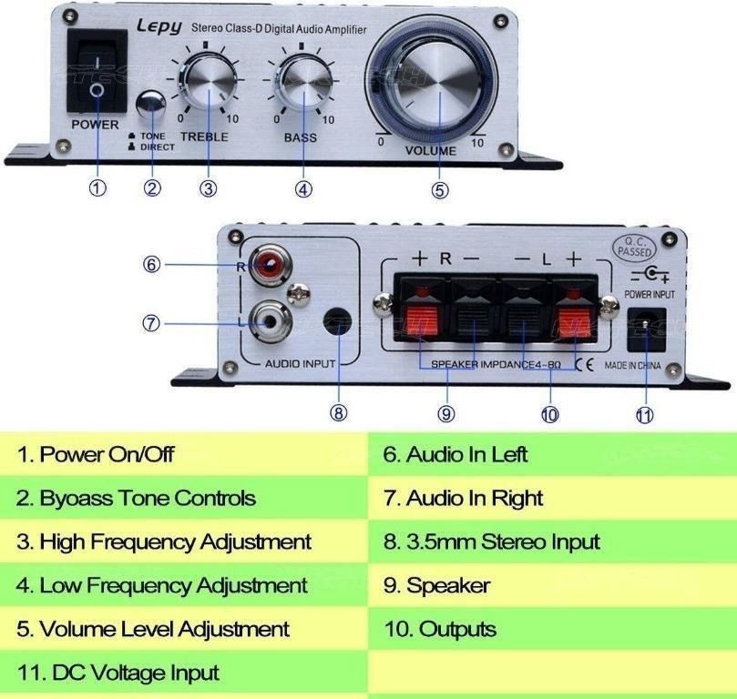 LEPY 2020A HiFi (2 x 20 watt) stereo design amplifier for MP3/mobile phone/ DAC black