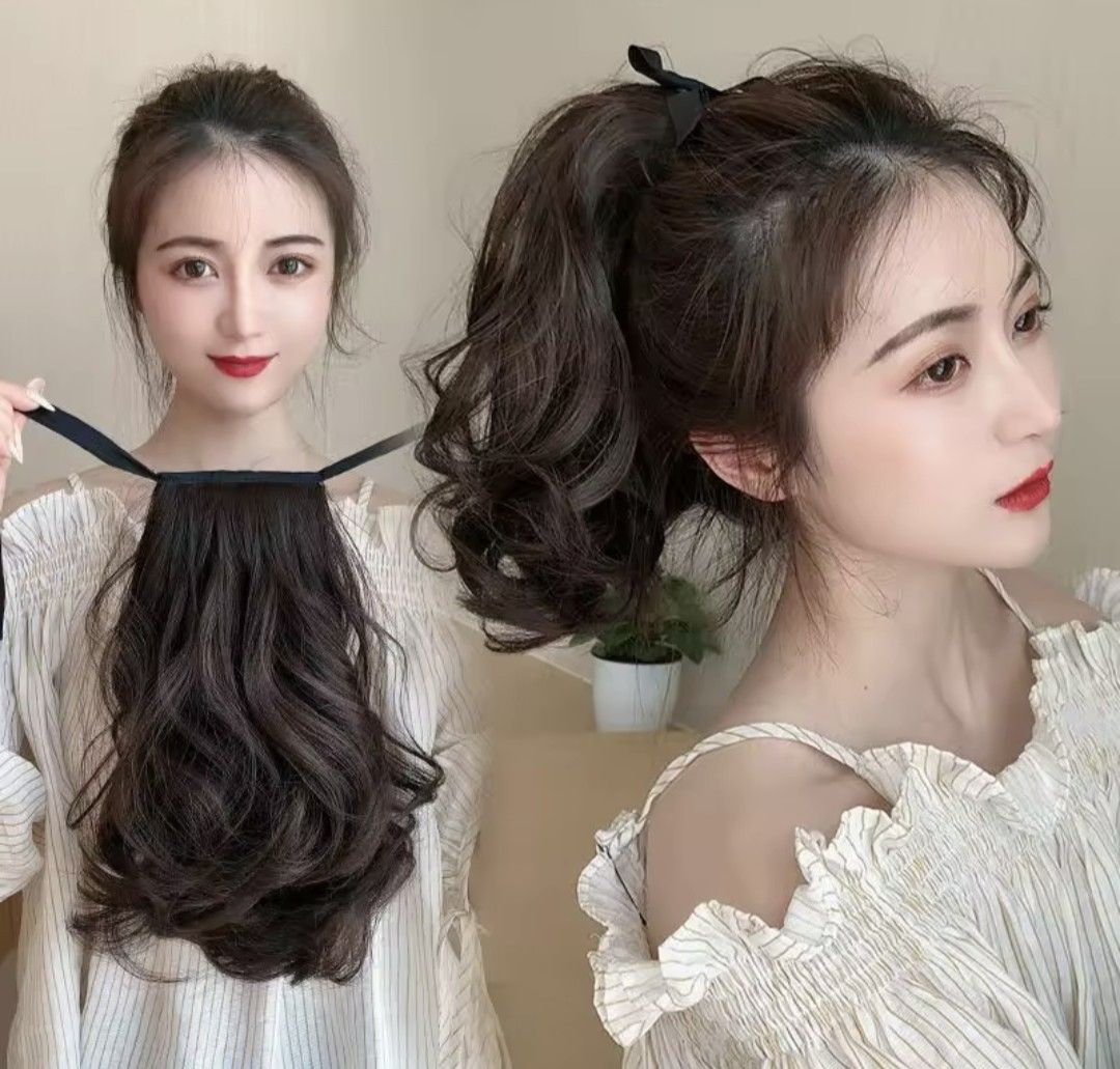 25cm fake synthetic curly hair extensions ponytail curly hair pony