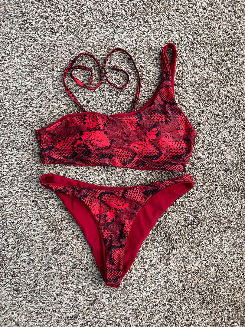 Zaful red snakeskin bikini store