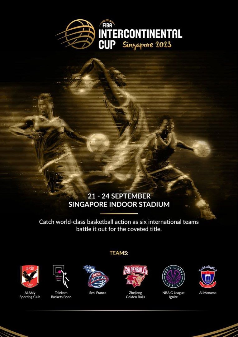 2x FIBA Intercontinental Cup Singapore Saturday Tickets (Day 3