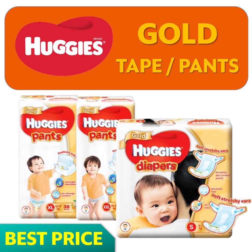 3 packs Huggies Gold Diapers Gold Pants Carton Sales 3 packs, Babies