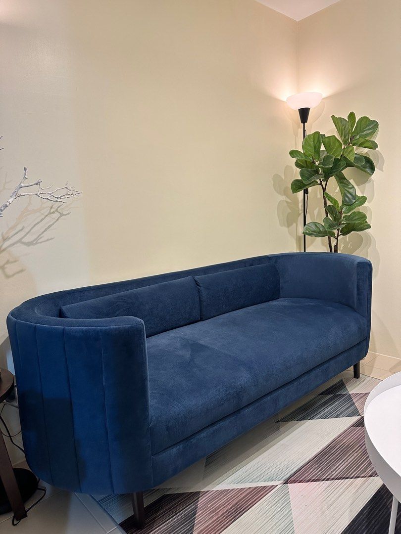 3 Seater Sofa from Our Home (Category: Sofas) located in Mandaluyong City. Submitted by lilluxlab (Listing ID 1255918041, Image 2). Description: Almost Brand New Sofa from Our Home Solid Wood Framing 3 seater Fabric High Density Foam (Uratex).