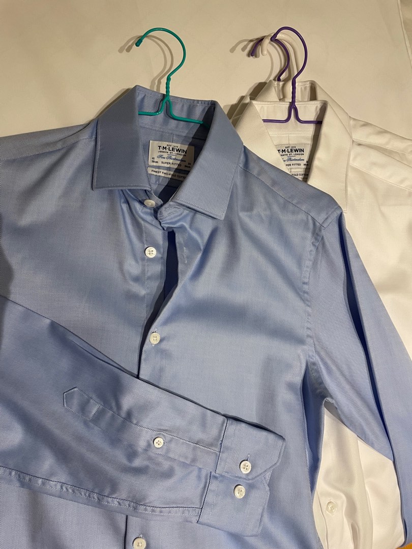 4 Formal work shirts. T.M.Lewin. 15” collar 33” arm length button cuff t m lewin similar to Zara