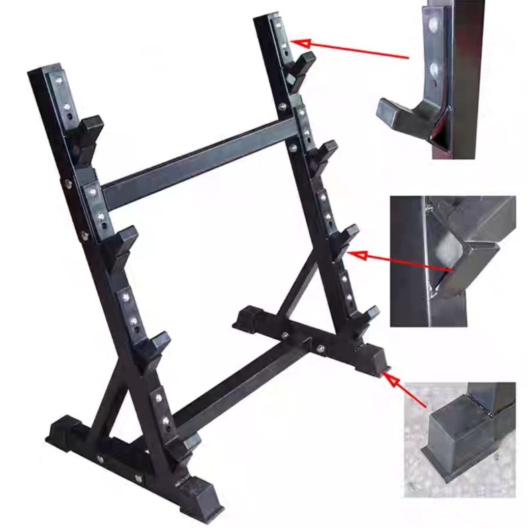 4-Tier Gym Barbell Weight Storage Rack, Sports Equipment, Exercise ...