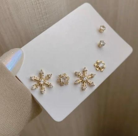 6pc Earrings Set 925 Silver Korean Fashion Hypoallergenic