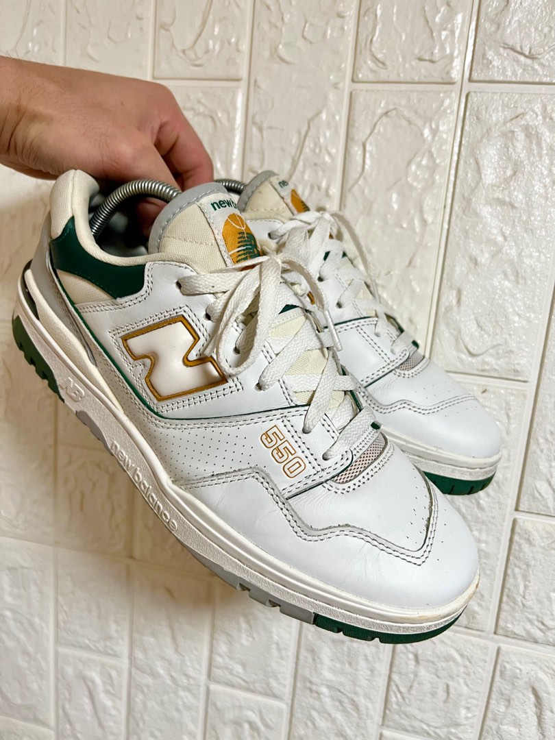 95%New New Balance 550 White Nightwatch Green yellow vintage off