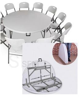 Foldable Storageable Round Shaped  desk, indoor outdoor suitable|室內外適用 圓形 折疊 收納桌 [傢俬#接叠#折叠#圓桌#枱#桌#戶外#户外#吧桌#吧椅#餐桌#枱|Furniture #foldable chair #round table #table #outdoor furniture]