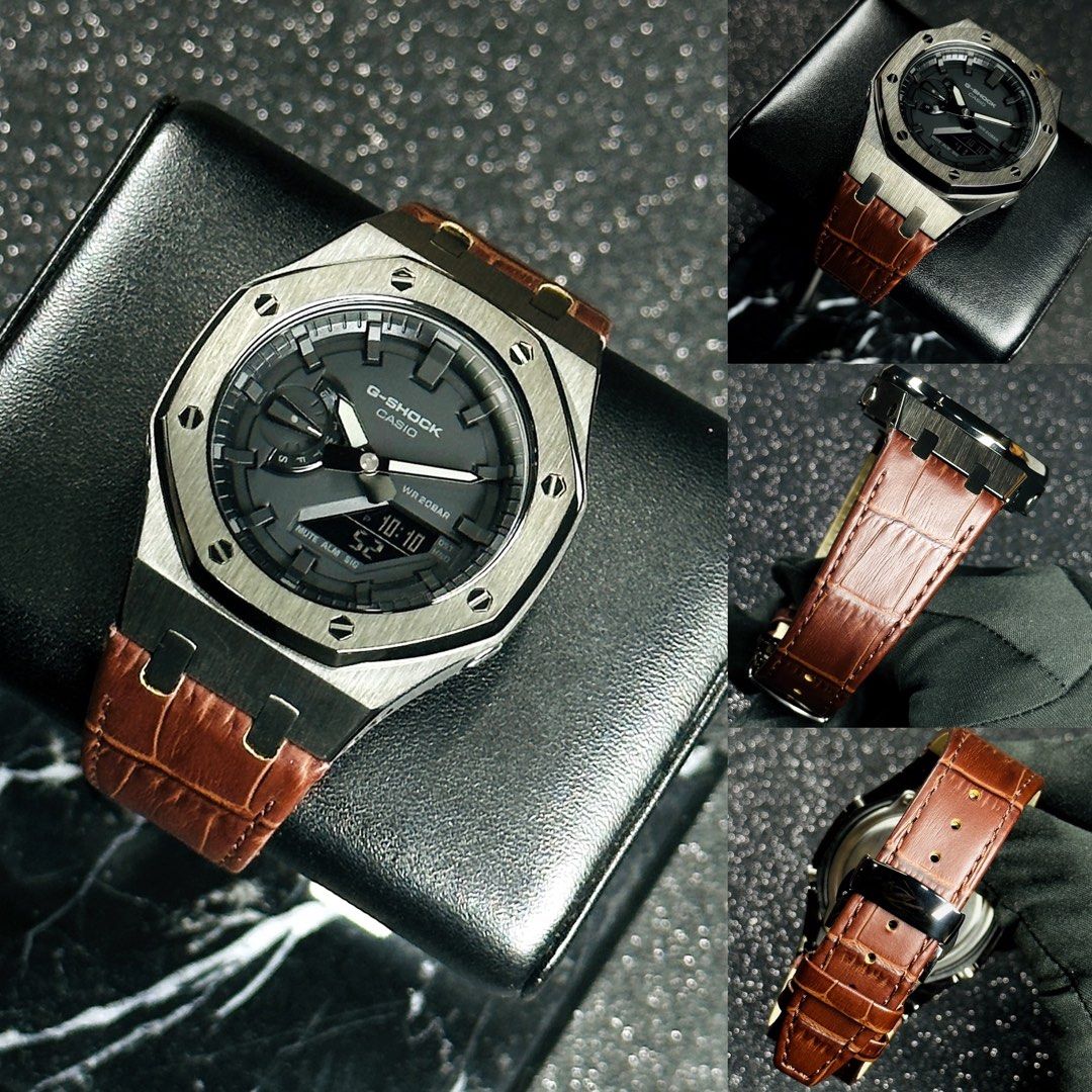CasiOak GA 2100 Leather Strap and Scratch Proof Sapphire Glass series GA2100 Casio Oak