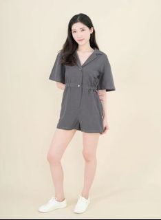 二手冇著過 Dzage 炭灰色連身褲 有衫袋 Hanna Classic Elasticated Romper CHARCOAL