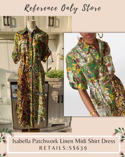 Alemais Isabella Patchwork Linen Midi Shirt Dress