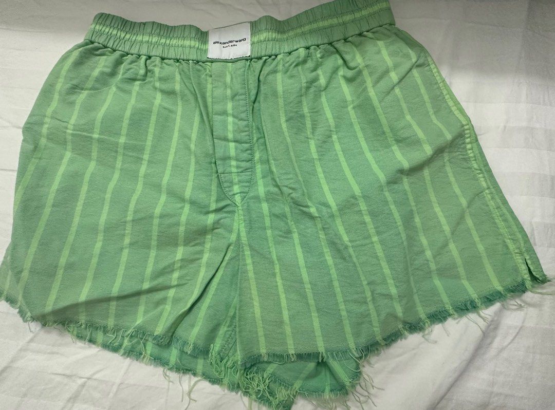 Alexander Wang Logo Patch stripe shorts Luxury Apparel on Carousell