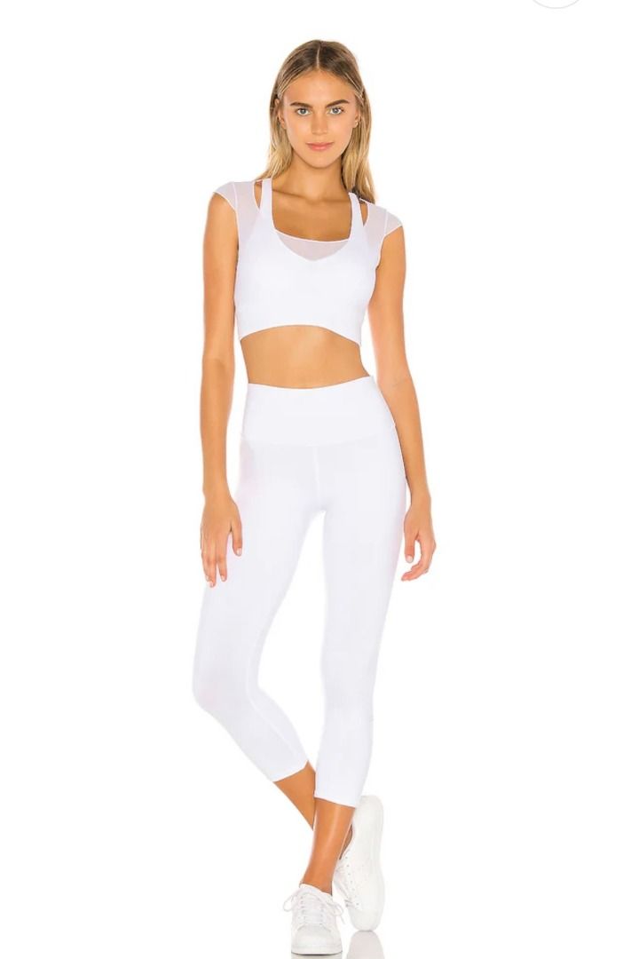 High-Waist Airbrush Capri - White