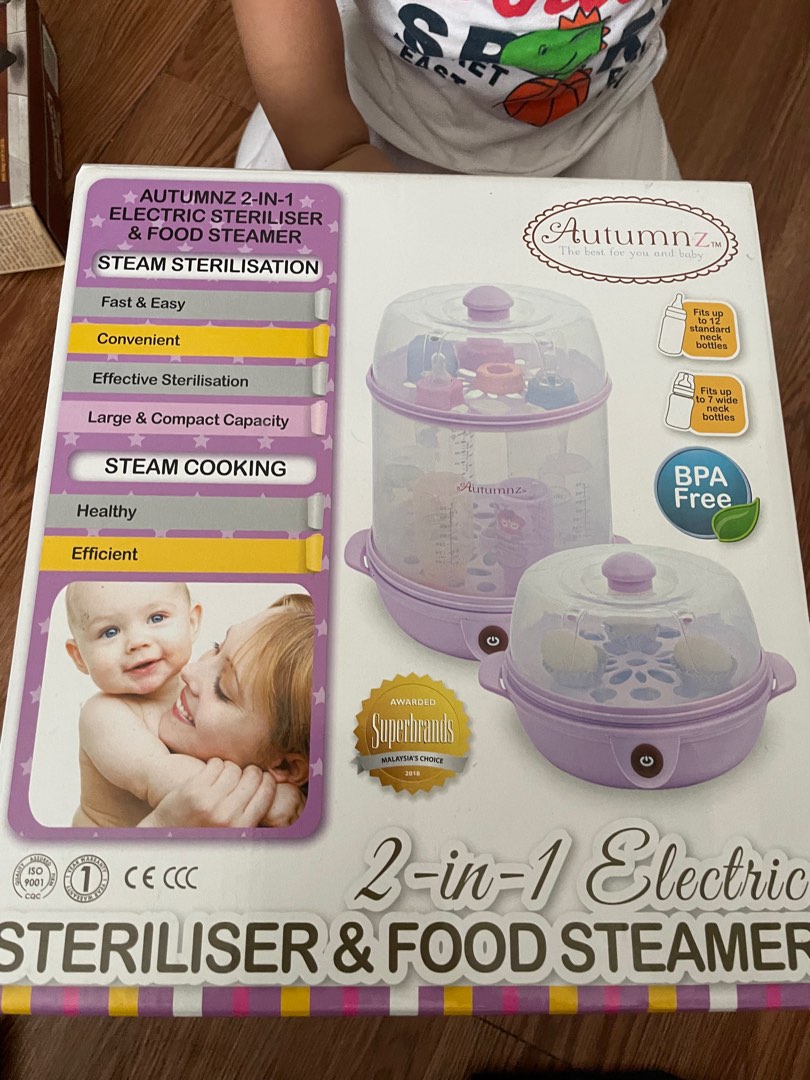 Autumz 2in1 Electric Steriliser & Food Steamer (LiLac), Babies & Kids