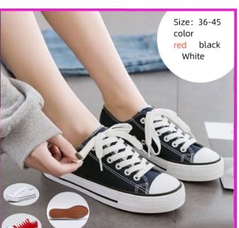 Available Sneakers SIZE 35 to 45 Canvas shoe Black white red Man Lady kid LOCAL SG SELLER Indoor Outdoor Fashion Stock PT2362