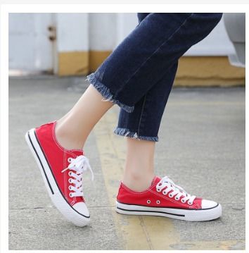 Girls Black and Red Canvas Shoes, Size: 38-45