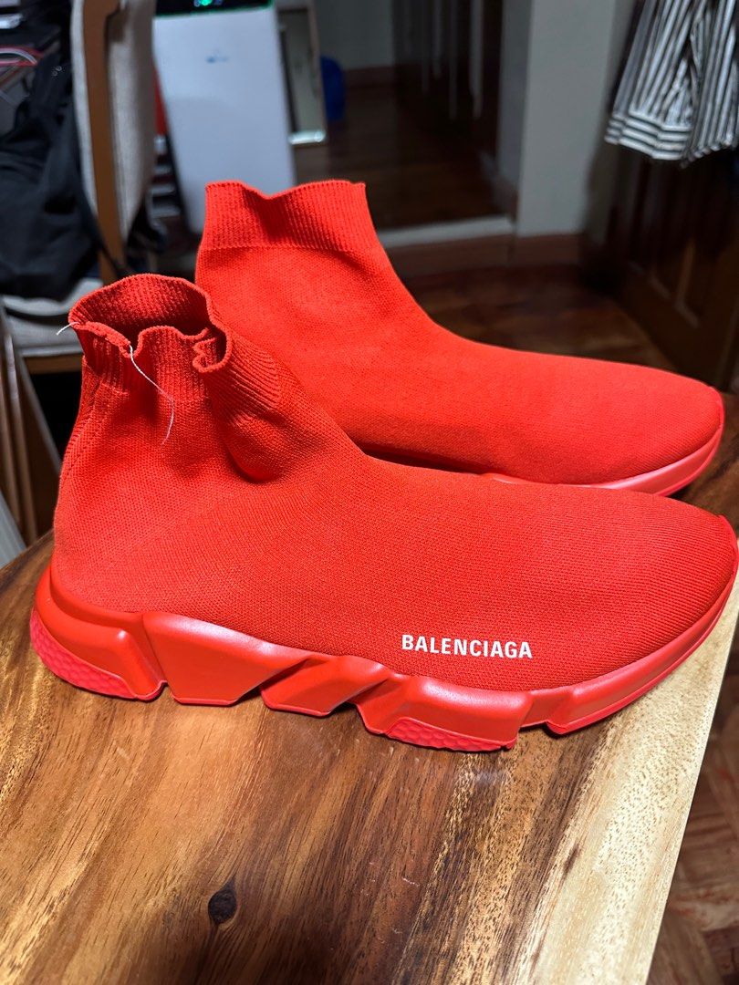 All red hotsell balenciaga speed trainers