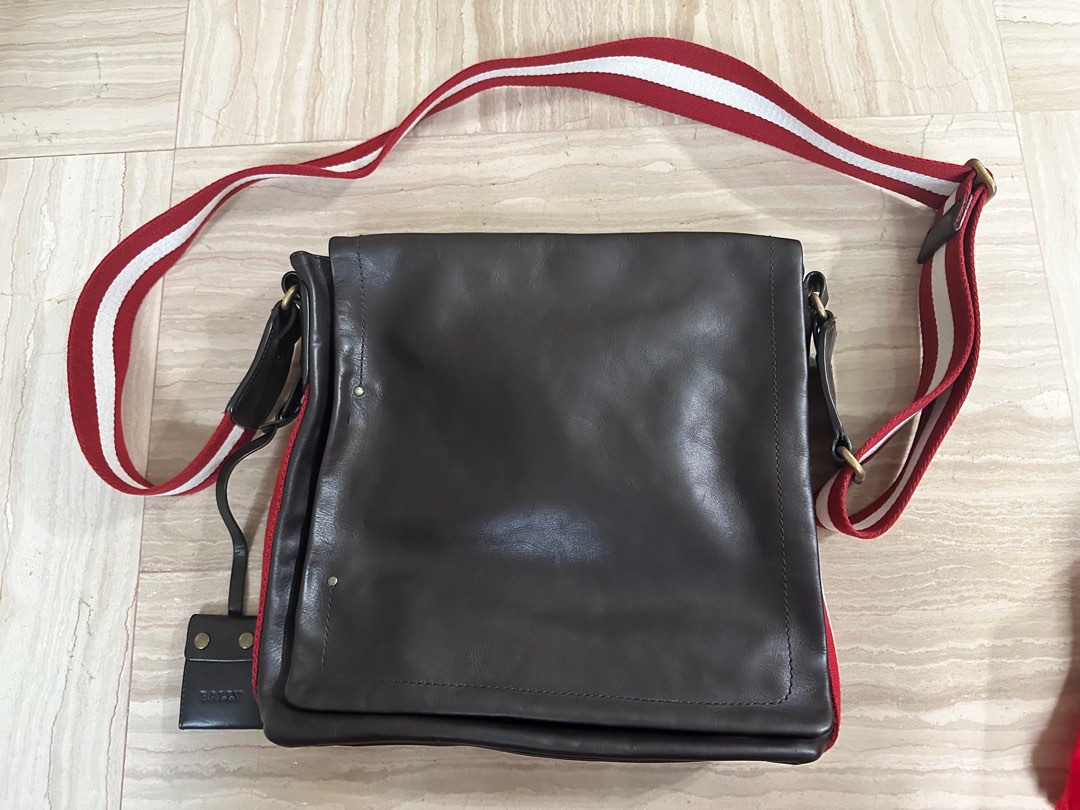 BALLY Trove Leather Messenger Bag, Chocolate