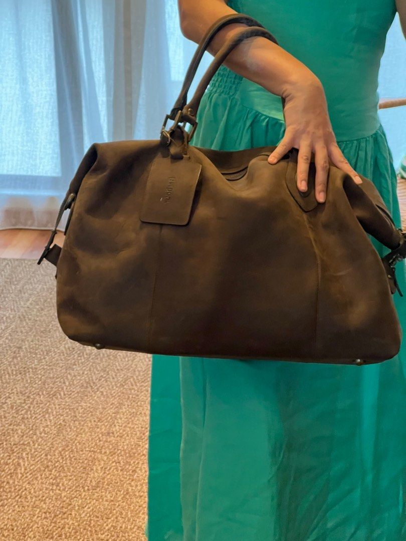 Barbour leather duffel bag
