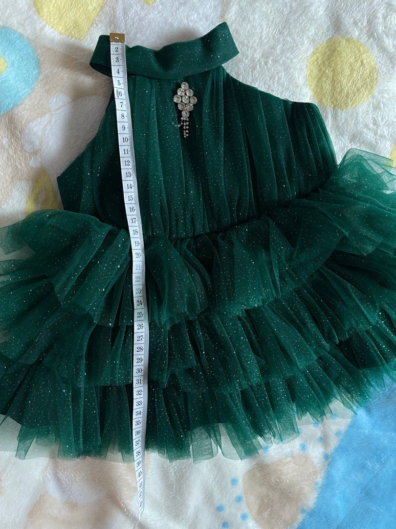 Beautiful dark green baby girl dress