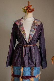 Beautiful flora inner lining blouse jacket y2k outerwear grunge core