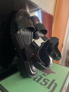 Black Chunky Loafer Sandals