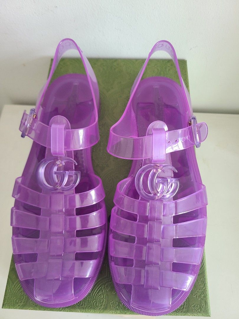 BN Gucci Purple GG Logo Rubber Shoes