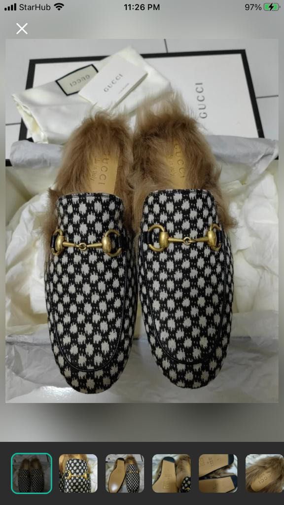BNIB Gucci Houndstooth Princetown Loafers Unisex Luxury