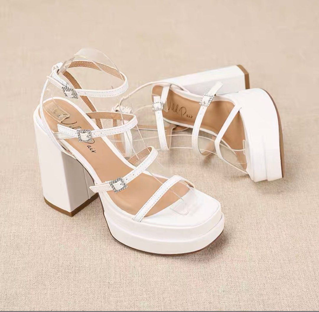 White platform new arrivals block heels